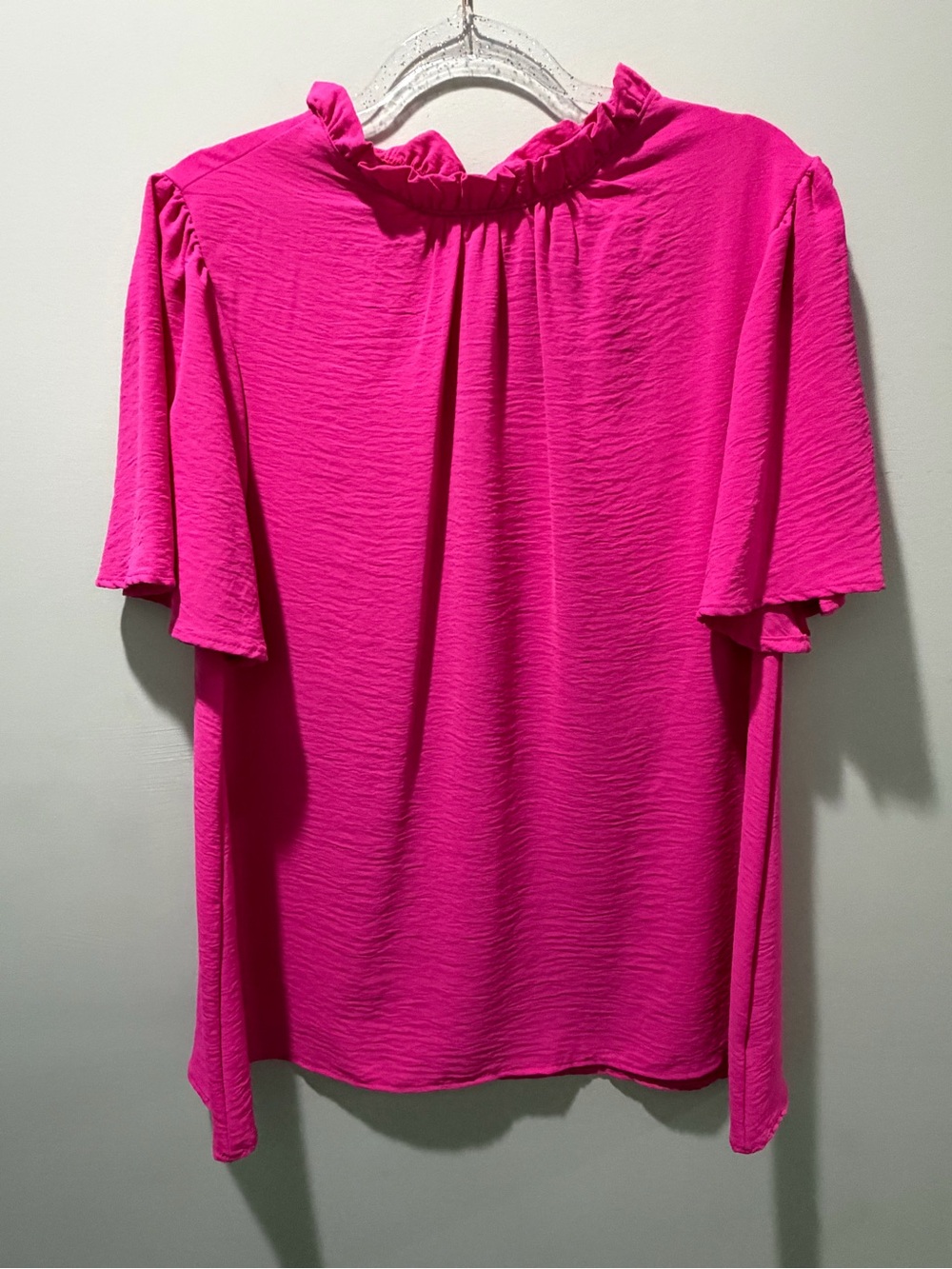 JODIFL Hot Pink Ruffle Neck Top